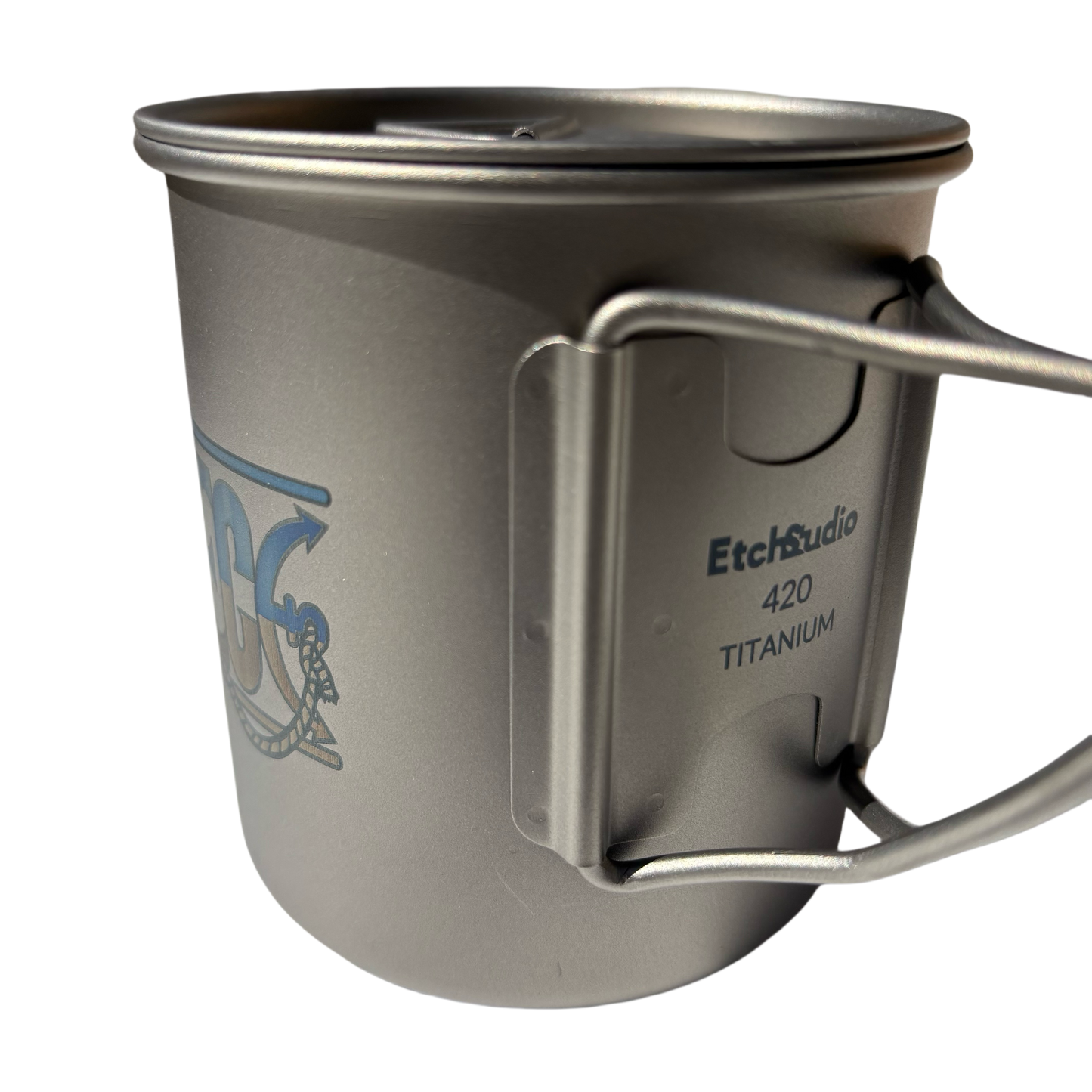 EtchStudio One Piece Pure Titanium Mug | 420ml, Lid & Mesh Bag | Lightweight, Durable Anime-Themed Drinkware