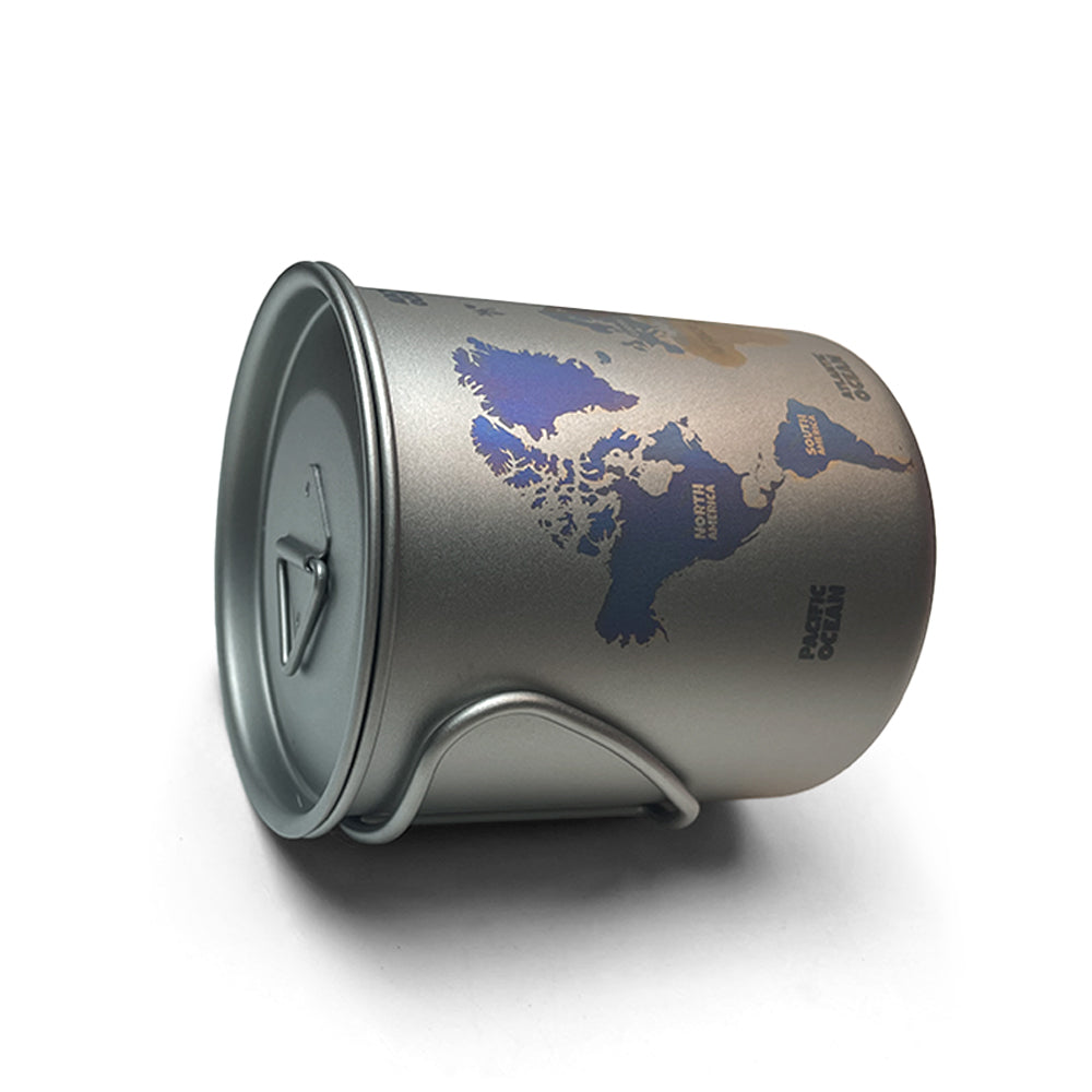 EtchStudio 450ml Titanium Mug with World Map Engraving – Customizable Camp Cup Custom 450ml Titanium Mug (World Map Sample) | EtchStudio Ultralight with Lid & Mesh Bag