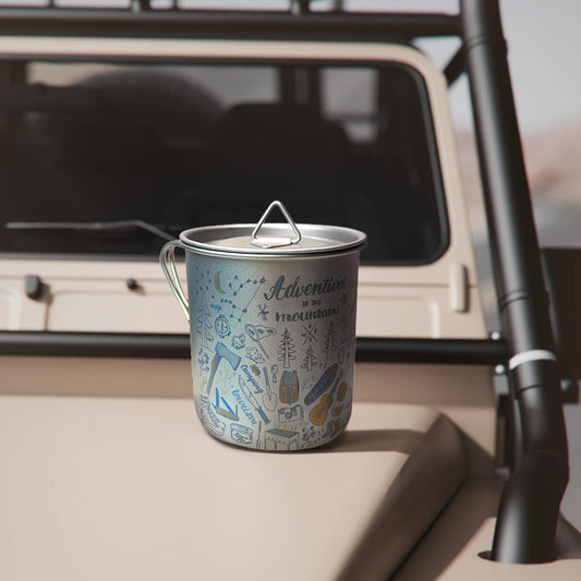 EtchStudio Lightweight 450ml Titanium Cup – Adventure Mountain Engraved Style