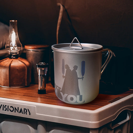 EtchStudio 420ml Pure Titanium Mug with Lid – Star Wars Theme, Ultralight, Durable, with Mesh Bag
