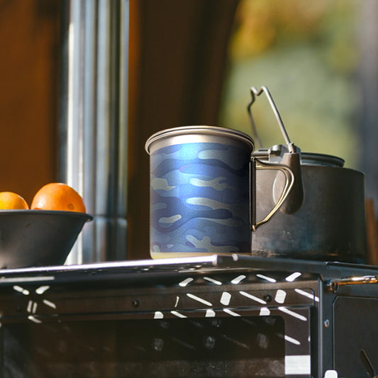 EtchStudio 450ml Custom Titanium Mug with Lid &amp; Mesh Bag – Ultralight &amp; Engravable