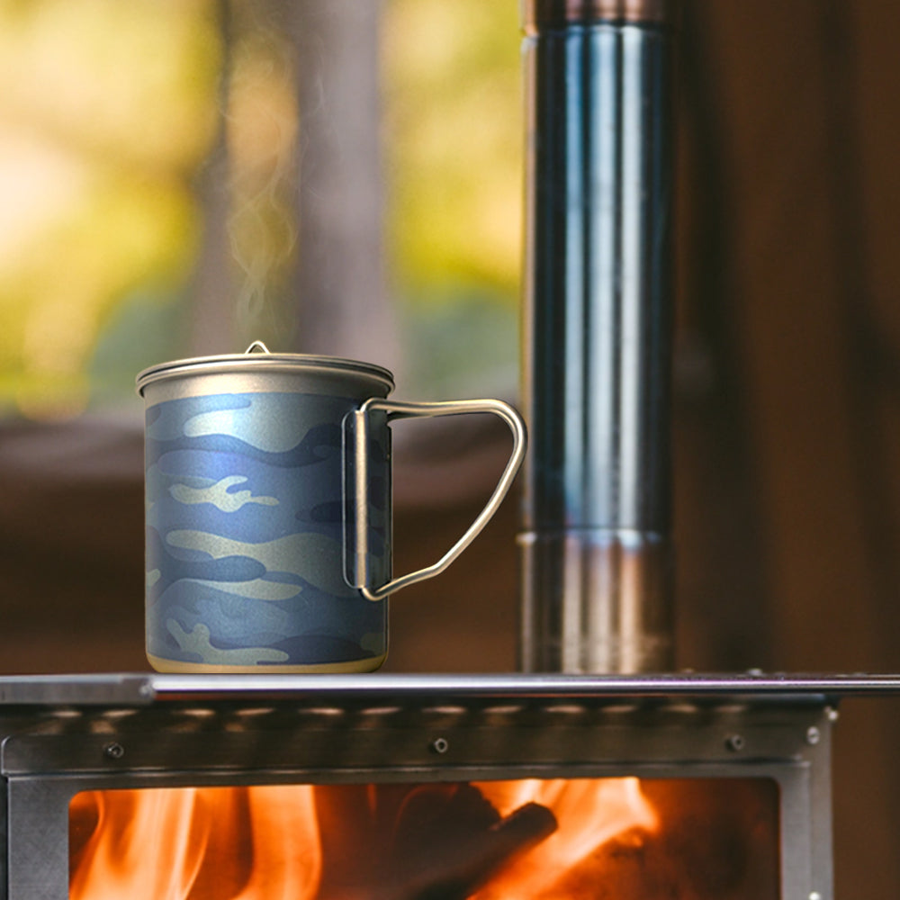 EtchStudio 450ml Custom Titanium Mug with Lid &amp; Mesh Bag – Ultralight &amp; Engravable