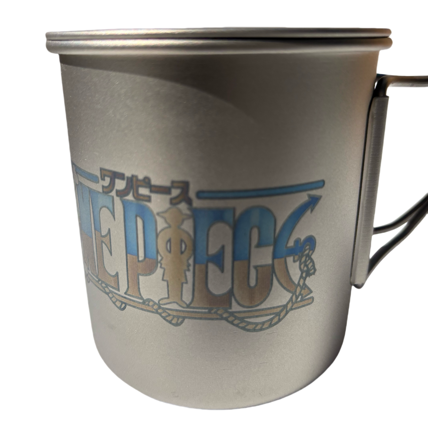 EtchStudio One Piece Pure Titanium Mug | 420ml, Lid & Mesh Bag | Lightweight, Durable Anime-Themed Drinkware