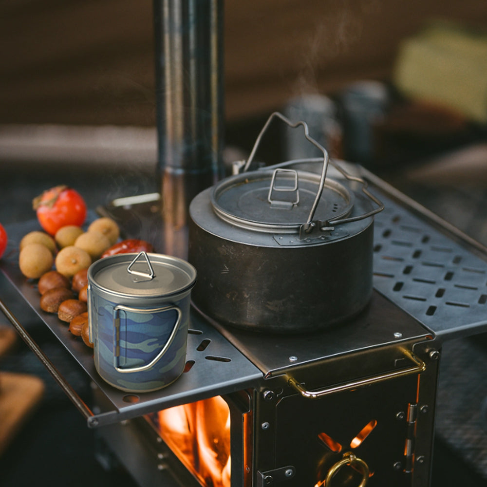 EtchStudio 450ml Custom Titanium Mug with Lid &amp; Mesh Bag – Ultralight &amp; Engravable