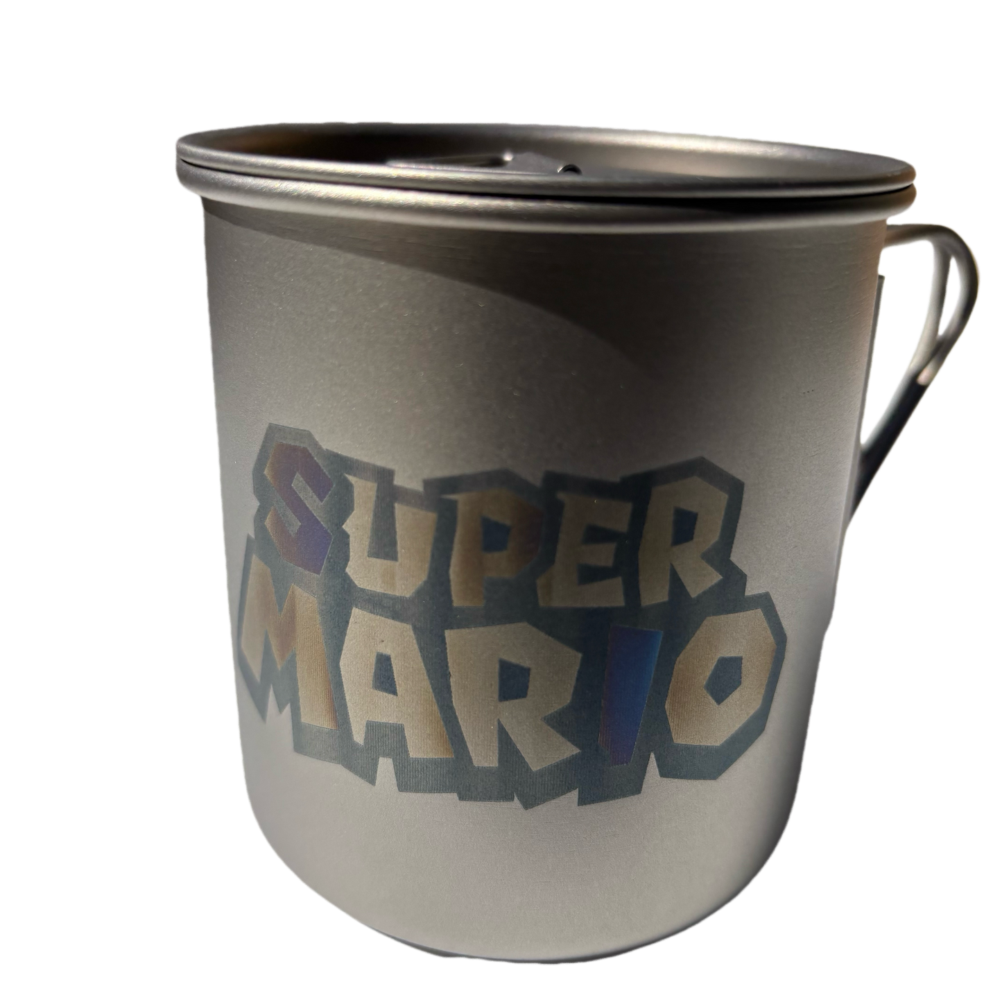EtchStudio 420ml Pure Titanium Mug with Lid – Super Mario Theme, Ultralight, Durable, with Mesh Bag